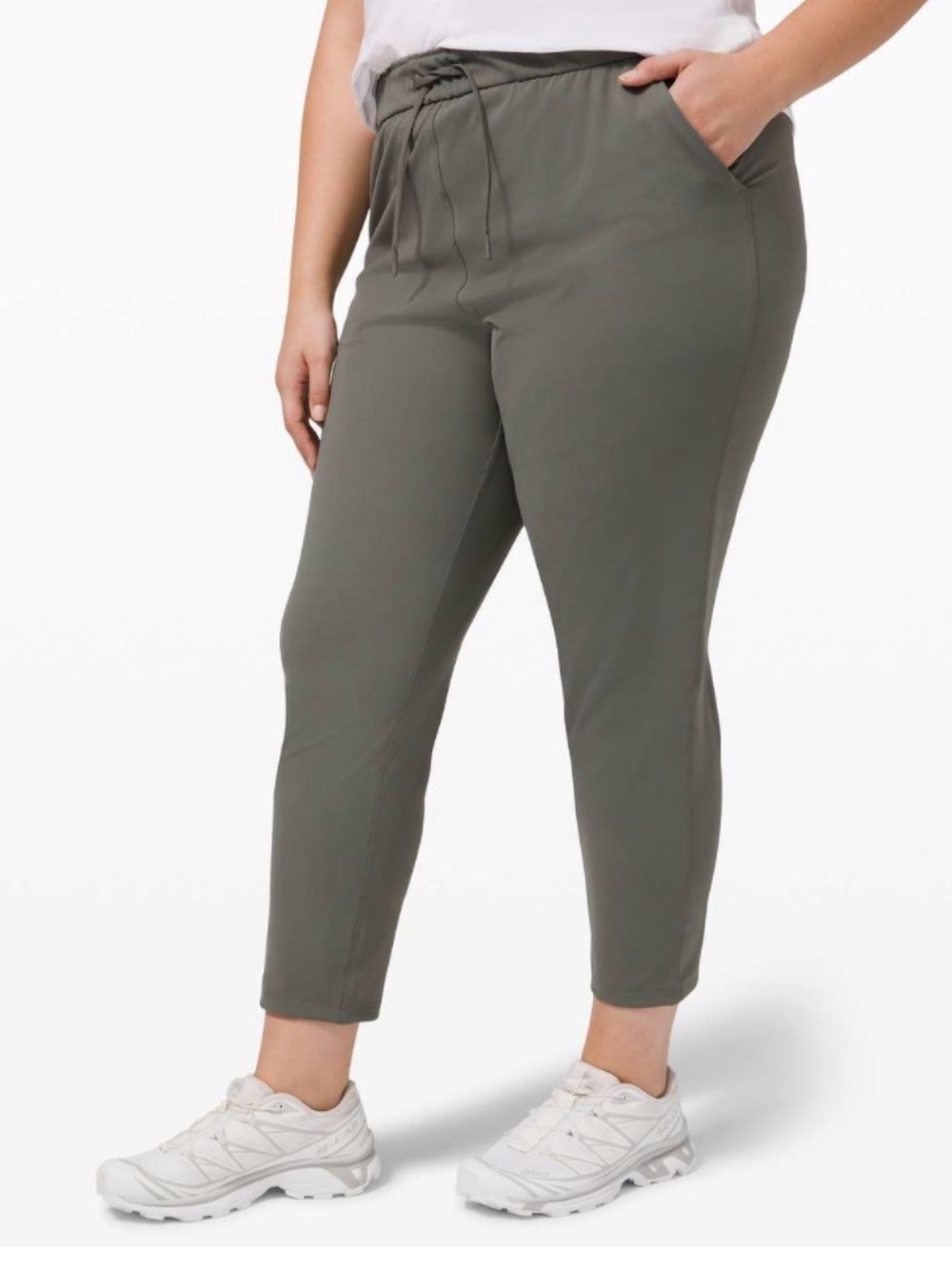 Lululemon Keep Moving Pant 7/8 High-Rise Grey Sage Green Size 12 Luxtreme Work - Picture 3 of 10
